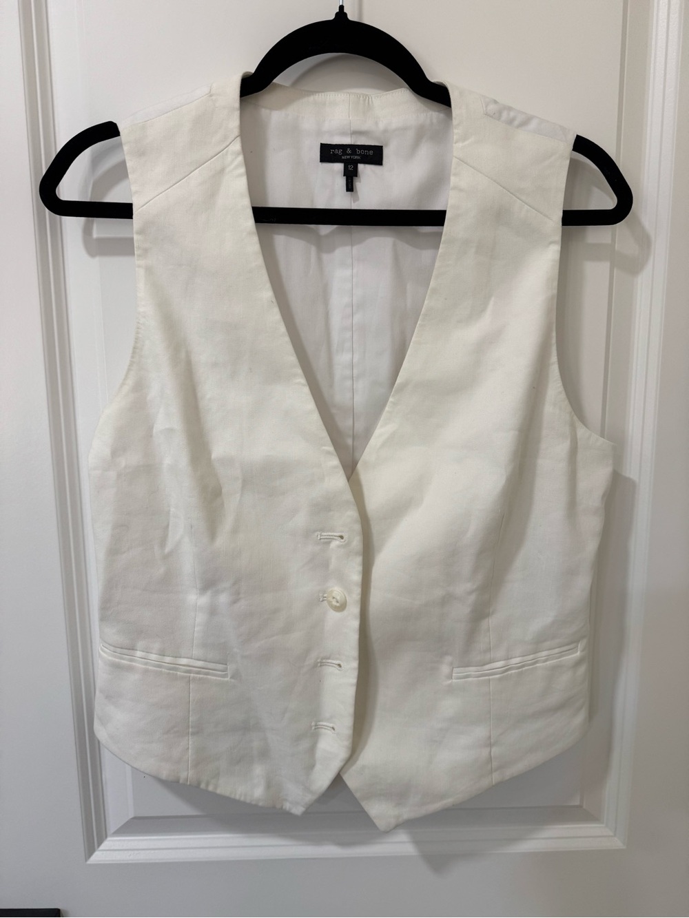 Rag and Bone  White Linen Blend Vest
